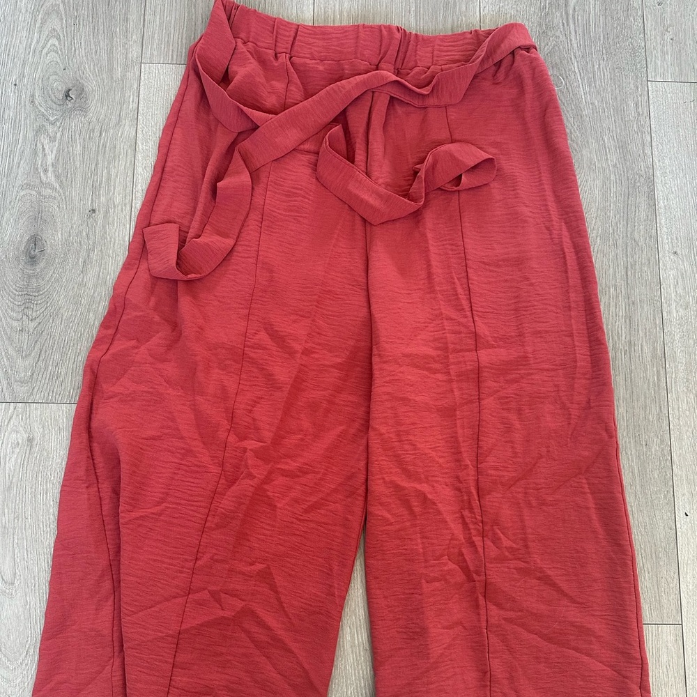 NAIF Red Wide-Leg Pants
